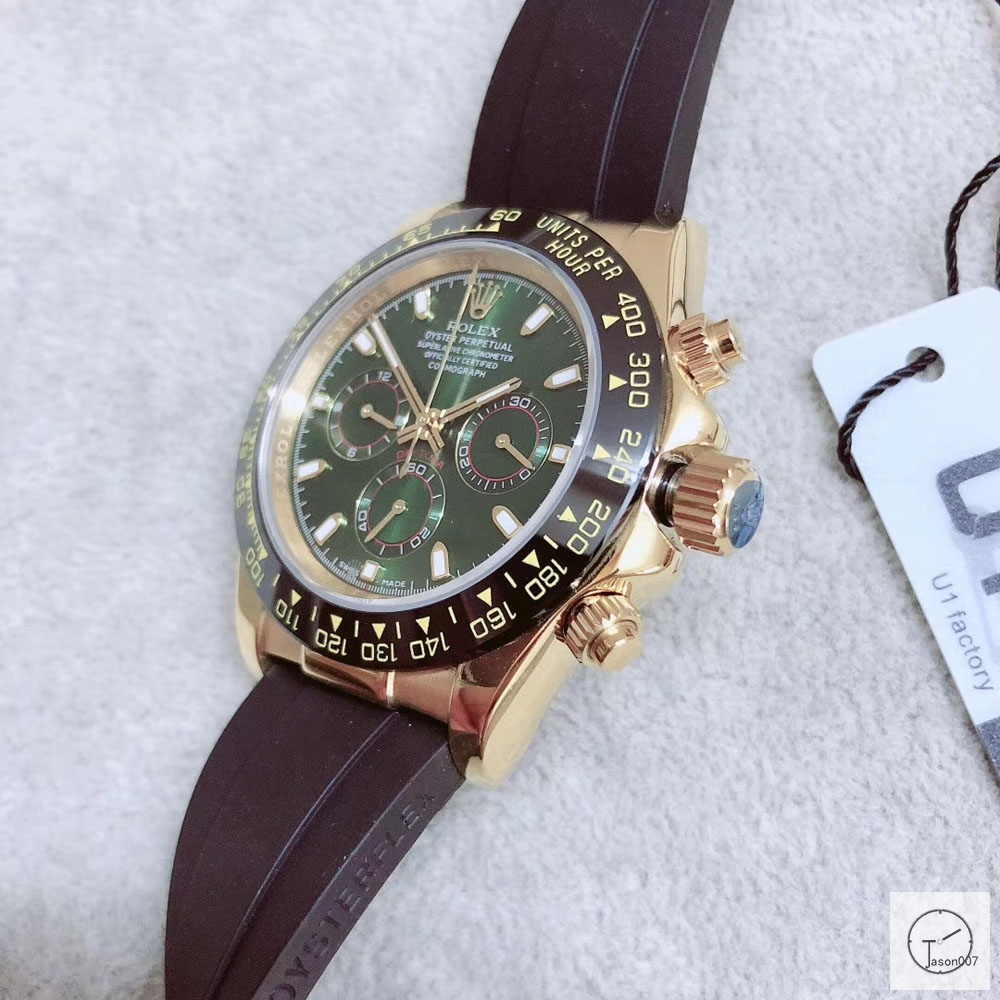 U1 Factory Rolex Daytona Yellow Green Dial Ceramic Bezel Automatic Movement Stainless Rubber Strap ST9 Bracelet Mens Watches AU3271859700