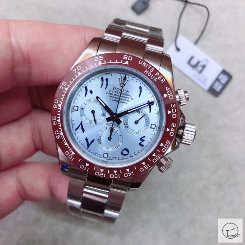 U1 Factory Rolex Daytona Blue Arabic Dial Ceramic Bezel Automatic Movement Stainless ST9 Steel Bracelet Mens Watches AU2255859775