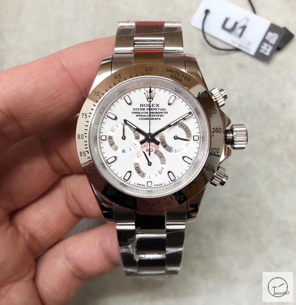 U1 Factory Rolex Daytona White Dial Automatic Movement Stainless Steel Jubilee Bracelet Mens Watches AU2248859745