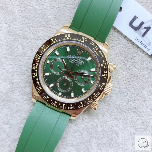 U1 Factory Rolex Daytona K Gold Case Green Dial Ceramic Bezel Automatic Movement Stainless Rubber Strap ST9 Bracelet Mens Watches AU327685977500