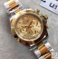 U1 Factory Rolex Daytona Two Tone Gold Dial Ceramic Bezel Automatic Movement Stainless ST9 Steel Bracelet Mens Watches AU2264859775