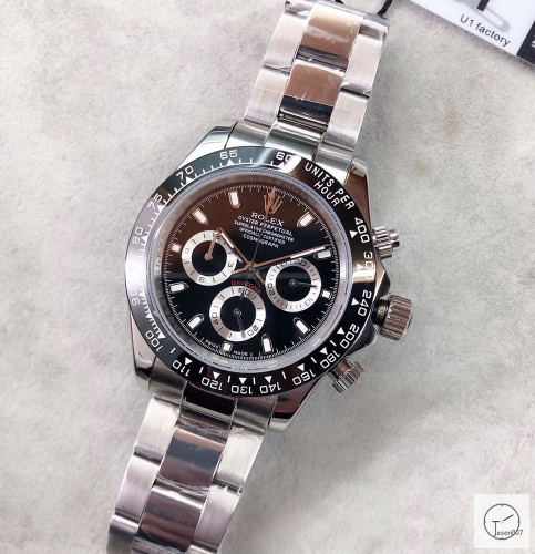 U1 Factory Rolex Daytona Black Dial Black CERAMC bezel Automatic Movement Stainless Steel Bracelet Mens Watches AU2252859765