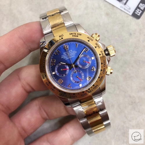 U1 Factory Rolex Daytona Two Tone Blue Dial Ceramic Bezel Automatic Movement Stainless ST9 Steel Bracelet Mens Watches AU2267859775