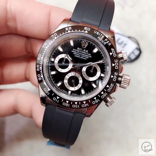 U1 Factory Rolex Daytona Black Dial Ceramic Bezel Automatic Movement Stainless Rubber Strap ST9 Bracelet Mens Watches AU2261859775
