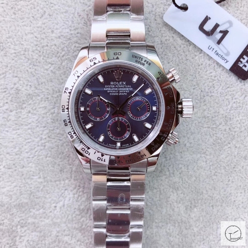 U1 Factory Rolex Daytona Blue Dial Automatic Movement Stainless Steel Bracelet Mens Watches AU2253859745