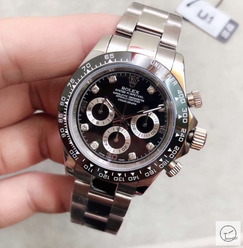 U1 Factory Rolex Daytona Black Dial Ceramic Bezel Automatic Movement Stainless Steel Bracelet Mens Watches AU2251859765
