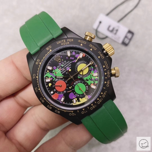 U1 Factory Rolex Daytona PVD Black Case Colors Dial Ceramic Bezel Automatic Movement Stainless Rubber Strap ST9 Bracelet Mens Watches AU2273859775