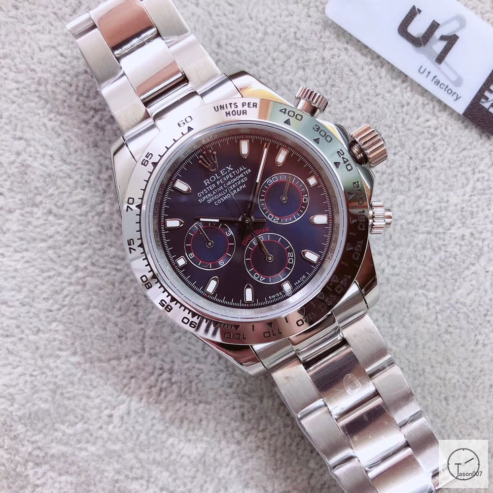 U1 Factory Rolex Daytona Blue Dial Automatic Movement Stainless Steel Bracelet Mens Watches AU2253859745