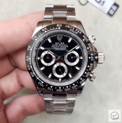 U1 Factory Rolex Daytona Black Dial Black CERAMC bezel Automatic Movement Stainless Steel Bracelet Mens Watches AU2252859765