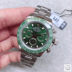 U1 Factory Rolex Daytona Green Dial Green Ceramic Bezel Automatic Movement Stainless ST9 Steel Bracelet Mens Watches AU2259859775