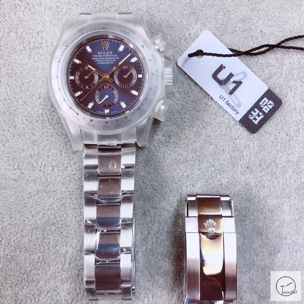 U1 Factory Rolex Daytona Blue Dial Automatic Movement Stainless Steel Bracelet Mens Watches AU2253859745