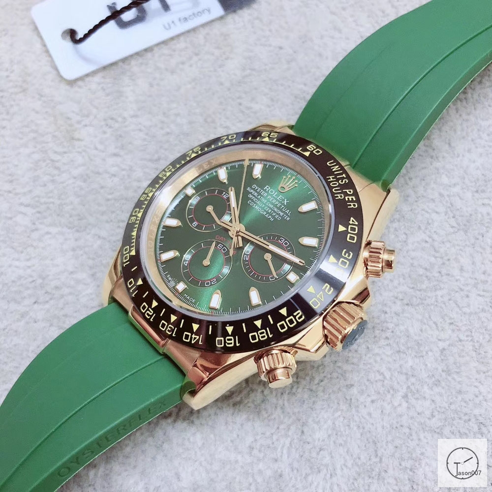 U1 Factory Rolex Daytona K Gold Case Green Dial Ceramic Bezel Automatic Movement Stainless Rubber Strap ST9 Bracelet Mens Watches AU327685977500