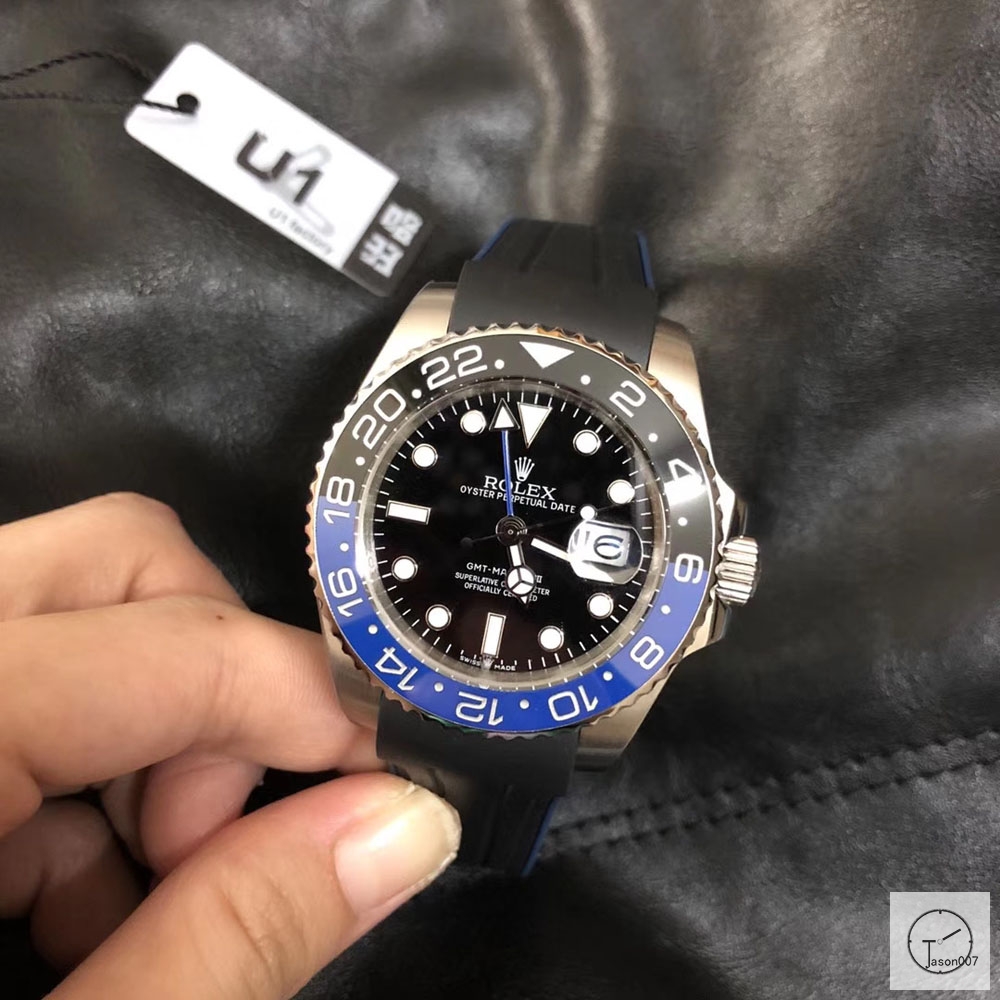 U1 Factory Rolex GMT Master II Blue Red Bezel Black Dial Oyster Bracelet Steel Men's Watch 126710blnr Rubber Strap AU33187856505