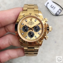 U1 Factory Rolex Daytona K Gold Limited Dial Ceramic Bezel Automatic Movement Stainless ST9 Steel Bracelet Mens Watches AU2879785