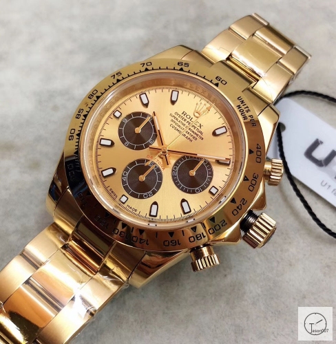 U1 Factory Rolex Daytona K Gold Limited Dial Ceramic Bezel Automatic Movement Stainless ST9 Steel Bracelet Mens Watches AU2879785