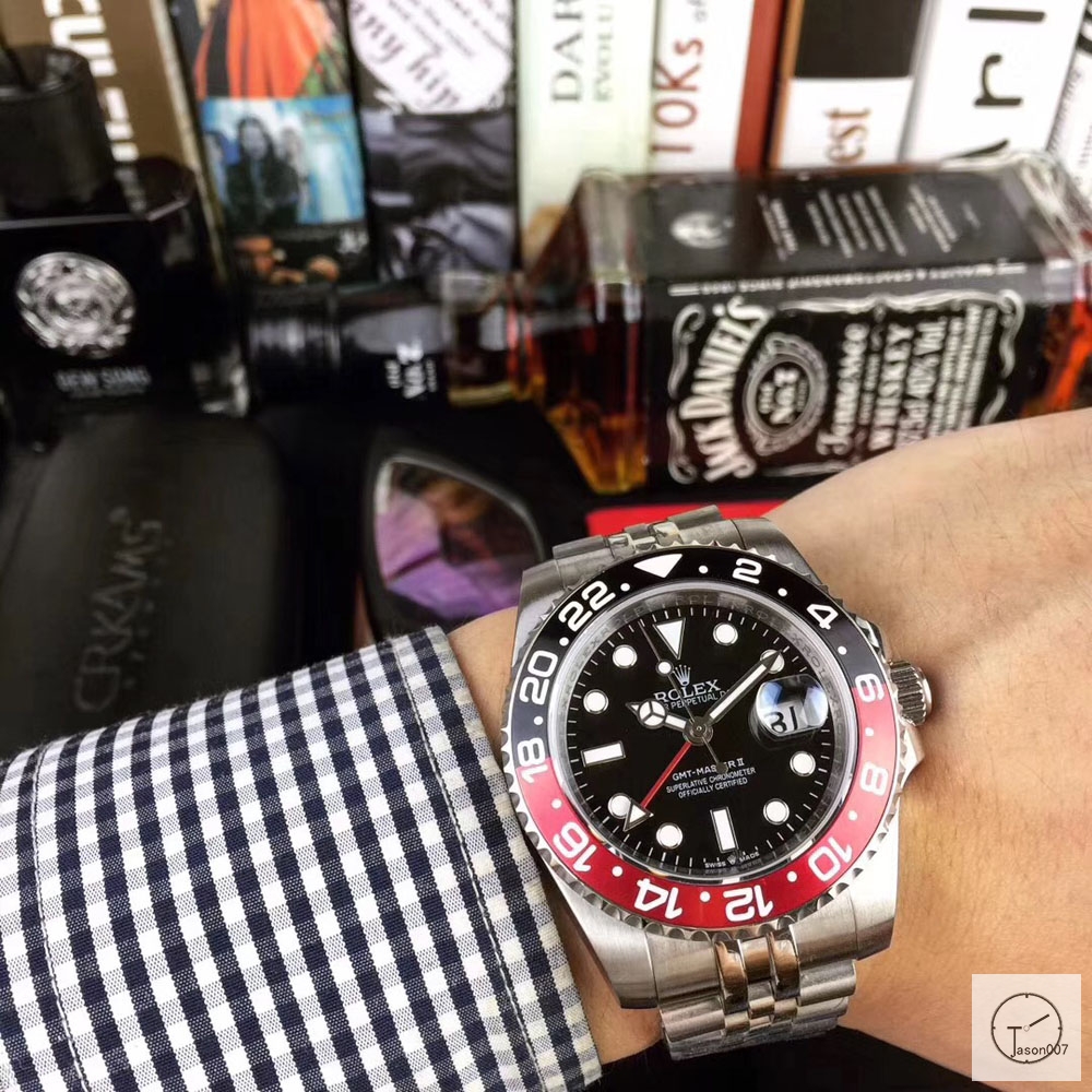 U1 Factory Rolex GMT Master II Black Red Bezel Black Dial Oyster Bracelet Steel Men's Watch 126710blnr Jubilee Strap AU22997856585