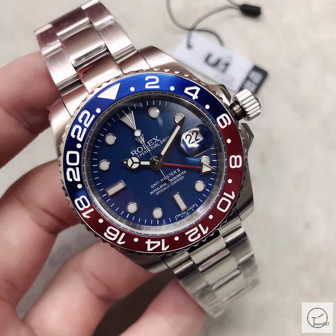 U1 Factory Rolex GMT Master II Blue Red Bezel Pepsi Blue Dial Oyster Bracelet Steel Men's Watch 126710blnr Oyster Strap AU23027856585
