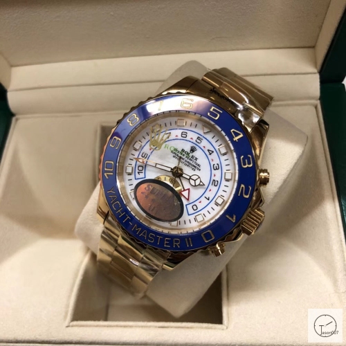 U1 Factory ROLEX YACHT-MASTER II 44mm 18K Gold Blue Ceramic Bezel Silver Dial MEN'S LUXURY WATCH 116680 AU3377856500