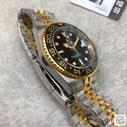 U1 Factory Rolex GMT Master II Two Tone Black Ceramic Bezel Black Dial Case Jubilee Bracelet Steel Men's Watch 126713 JUBILEE Strap AU33247856500