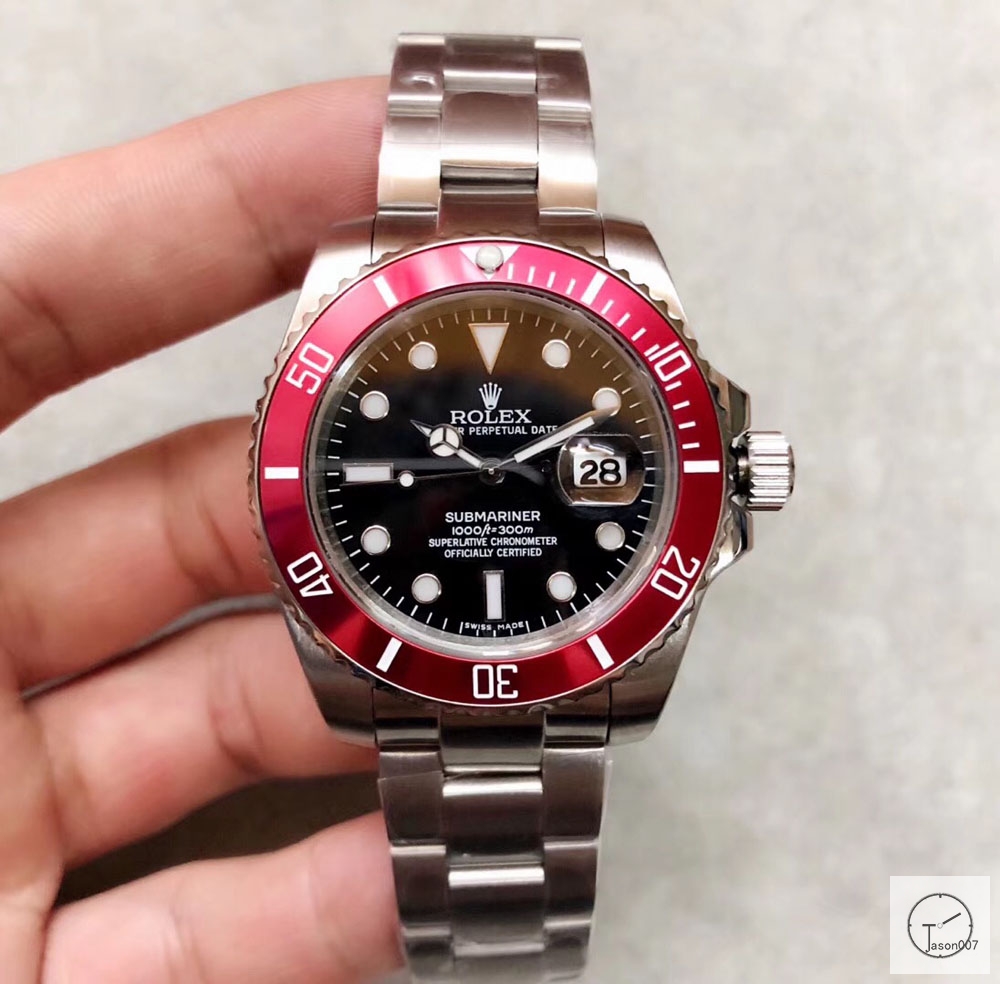 U1 Factory ROLEX Submariner Red Bezel Black Black Dial Oyster Bracelet Automatic Men's Watch 16610 AU23527856550