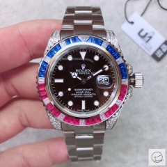 U1 Factory ROLEX SUBMARINER 116610 Diamond Bezel Rainbow Ceramic Bezel Black Dial Limited AU33717856540