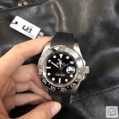 U1 Factory Rolex GMT Master II Black Ceramic Bezel Black Dial Oyster Bracelet Steel Men's Watch 126710blnr Rubber Strap AU33167856505