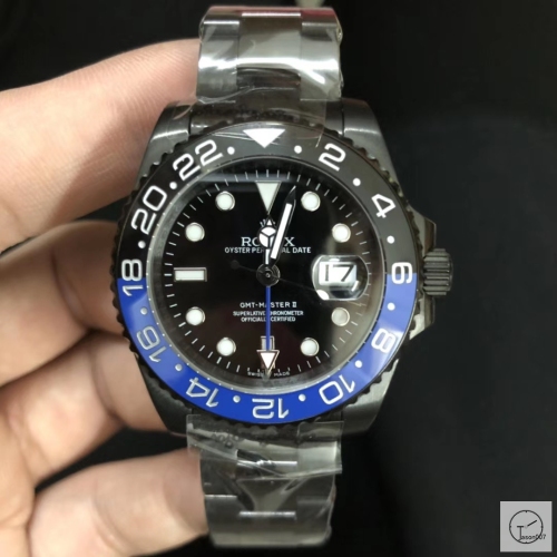 U1 Factory Rolex GMT Master II Black Blue Batman Ceramic Bezel Black Dial PVD Case Oyster Bracelet Steel Men's Watch 126710blnr Oyster Strap AU33237856500