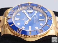 U1 Factory GOLD ROLEX SUBMARINER 116618 BLUE Dial AU23667856570