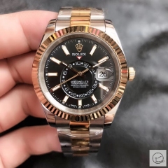 U1 Factory ROLEX SKY-DWELLER 326934 STEEL OYSTER Two Tone Everose Black Dial AU33457856560