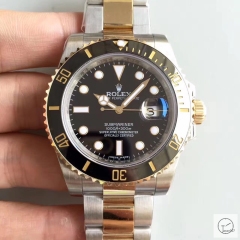 U1 Factory ROLEX SUBMARINER 116613 TWO TONE CERAMIC BEZEL Black Dial AU23617856570