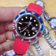 U1 Factory Rolex GMT Master II Blue Red Pepsi Diamond Rainbow Bezel Black Dial Oyster Bracelet Steel Men's Watch 126710blnr Oyster Strap AU33217856545