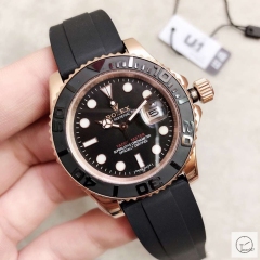 U1 Factory Rolex Yacht Master Everose Gold Black Dial 40mm Rubber Strap AU23877856560