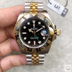 U1 Factory Rolex GMT Master II Two Tone Black Ceramic Bezel Black Dial Case Jubilee Bracelet Steel Men's Watch 126713 JUBILEE Strap AU33247856500