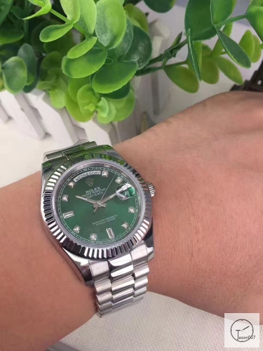 ROLEX Day Date 40mm Green Diamond Silver Dial Automatic Limited Stainless Steel AYZ1409202031820