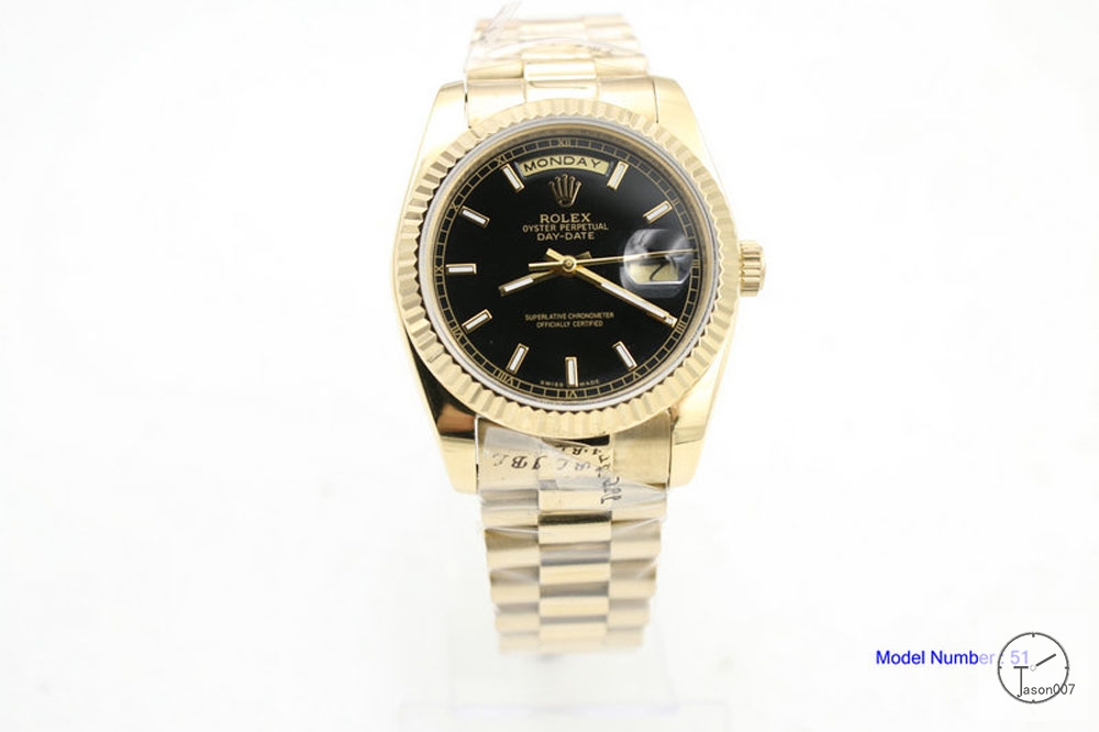 ROLEX Day Date 36mm 18K Gold Case Black Dial Automatic Limited Stainless Steel AYZ243602036820