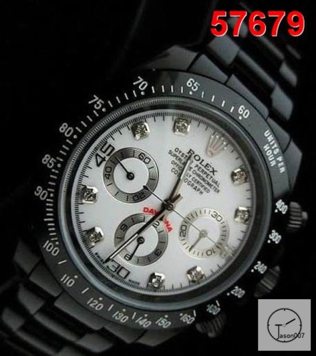 Rolex Daytona White Diamond Dial Black DLC PVD Custom Stainless Steel 116520 Black Dial Custom AAYZ25388579450