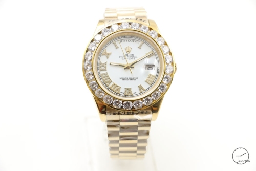 ROLEX Day Date 40mm 18K Gold Case Silver Dial Big Diamond Bezel Automatic Limited Stainless Steel AYZ3467902036820