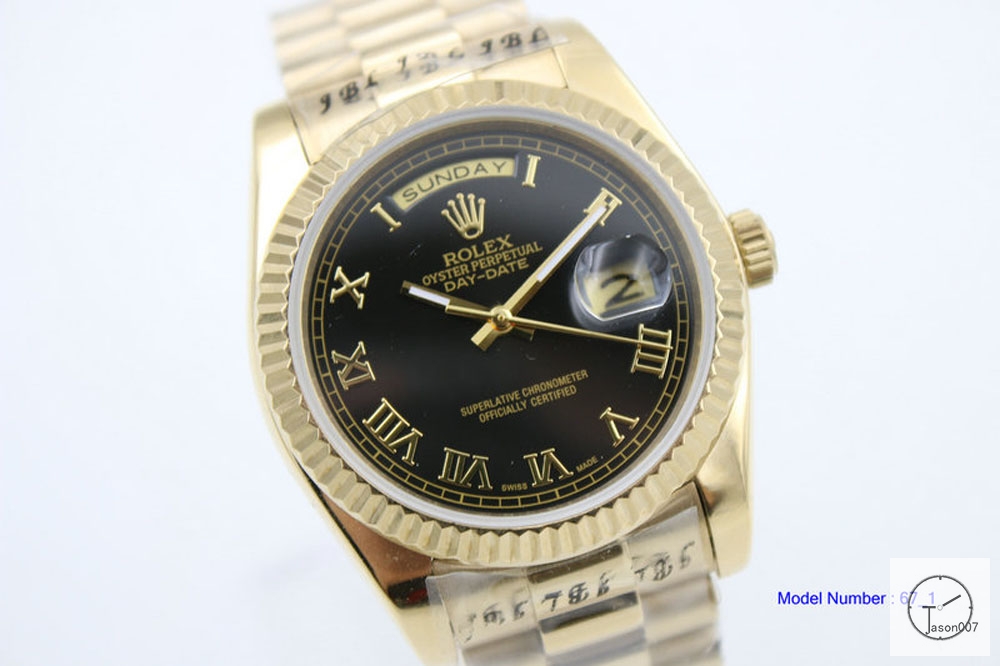 ROLEX Day Date 36mm 18K Gold Case Black Roman Dial Automatic Limited Stainless Steel AYZ2442902036840