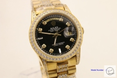 ROLEX Day Date 36mm 18K Gold Case Diamond Bezel Black Dial Automatic Limited Stainless Steel AYZ2427302036820