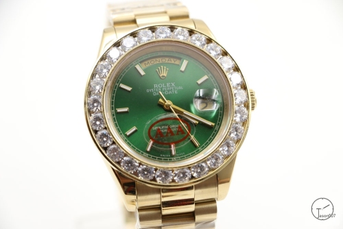 ROLEX Day Date 40mm 18K Gold Case Green Dial Big Diamond Bezel Automatic Limited Stainless Steel AYZ3465902036820