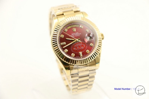 ROLEX Day Date 40mm 18K Gold Case Red Diamond Dial Automatic Limited Stainless Steel AYZ2455902036860