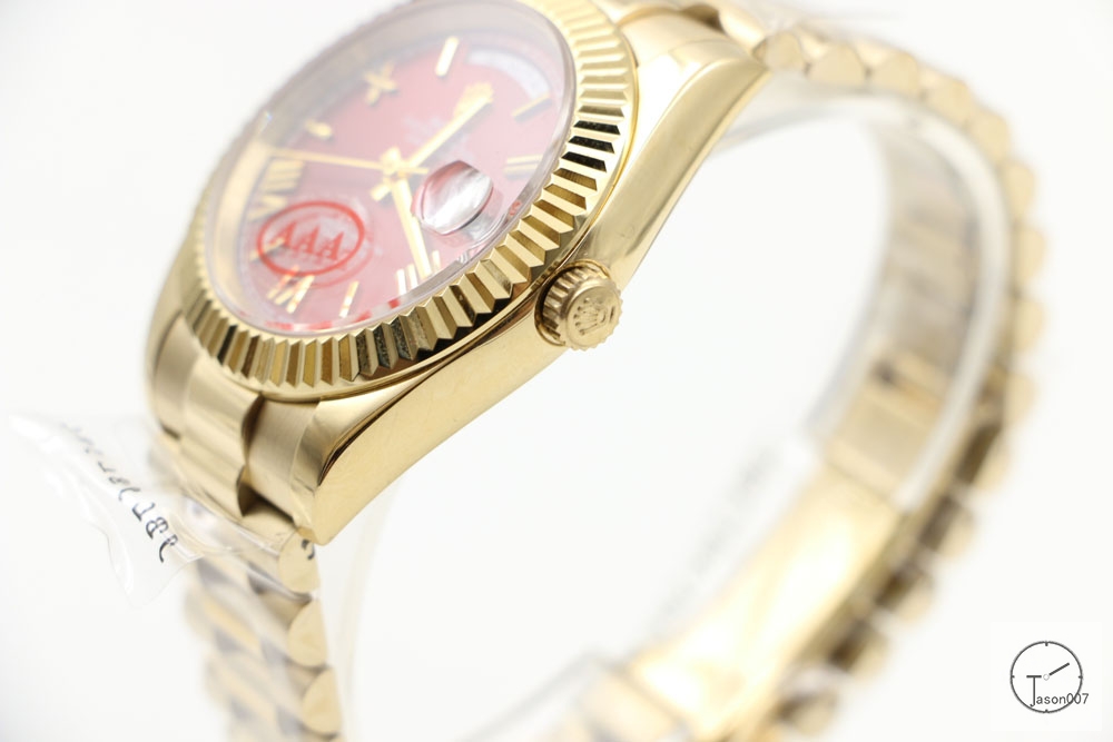 ROLEX Day Date 40mm 18K Gold Case Red Dial Big Diamond Bezel Automatic Limited Stainless Steel AYZ3470902036820