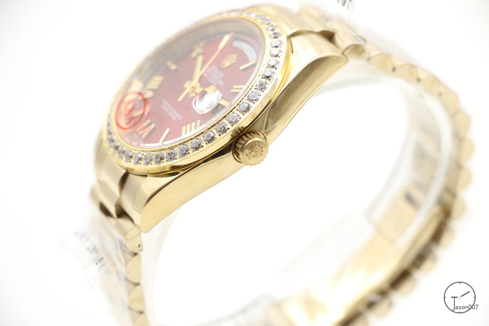 ROLEX Day Date 40mm 18K Gold Case Red Dial Big Diamond Bezel Automatic Limited Stainless Steel AYZ3468902036820