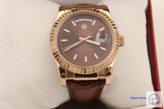 ROLEX Day-Date 36mm Chocolate Brown Diamond and Ruby Dial Leather Automatic Men's Watch AYZ2484902036860