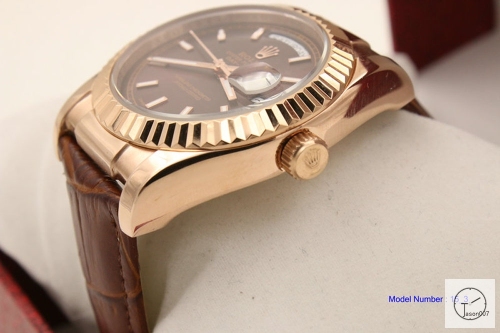 ROLEX Day-Date 36mm Chocolate Brown Diamond and Ruby Dial Leather Automatic Men's Watch AYZ2484902036860