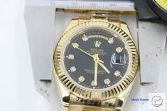 ROLEX Day Date 40mm 18K Gold Case Black Dial Diamond Bezel Automatic Limited Stainless Steel AYZ2447902036860