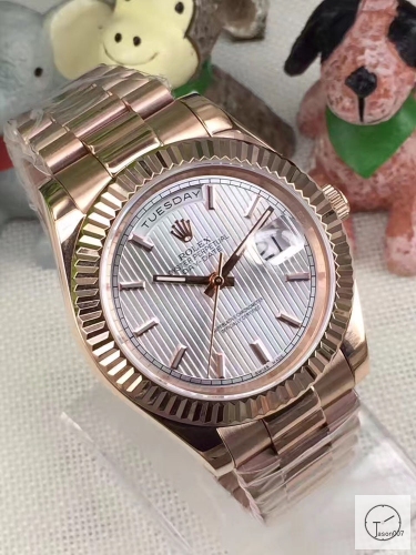 ROLEX Day-Date White Dial 18K Everose Gold President Silver Dial Automatic Men's Watch AYZ2498902036880