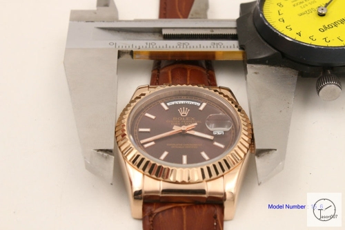 ROLEX Day-Date 36mm Chocolate Brown Diamond and Ruby Dial Leather Automatic Men's Watch AYZ2484902036860