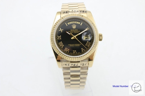 ROLEX Day Date 36mm 18K Gold Case Black Roman Dial Automatic Limited Stainless Steel AYZ2442902036840