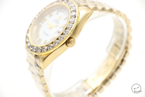 ROLEX Day Date 40mm 18K Gold Case Silver Dial Big Diamond Bezel Automatic Limited Stainless Steel AYZ3467902036820